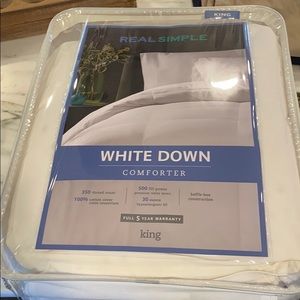 Real simple king size white down comforter